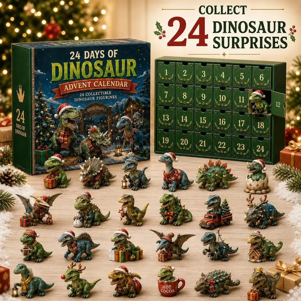 🦖24 Days of Dinosaur Christmas Advent Calendar – 24 Collectible Dino Figurines & Holiday Surprises
