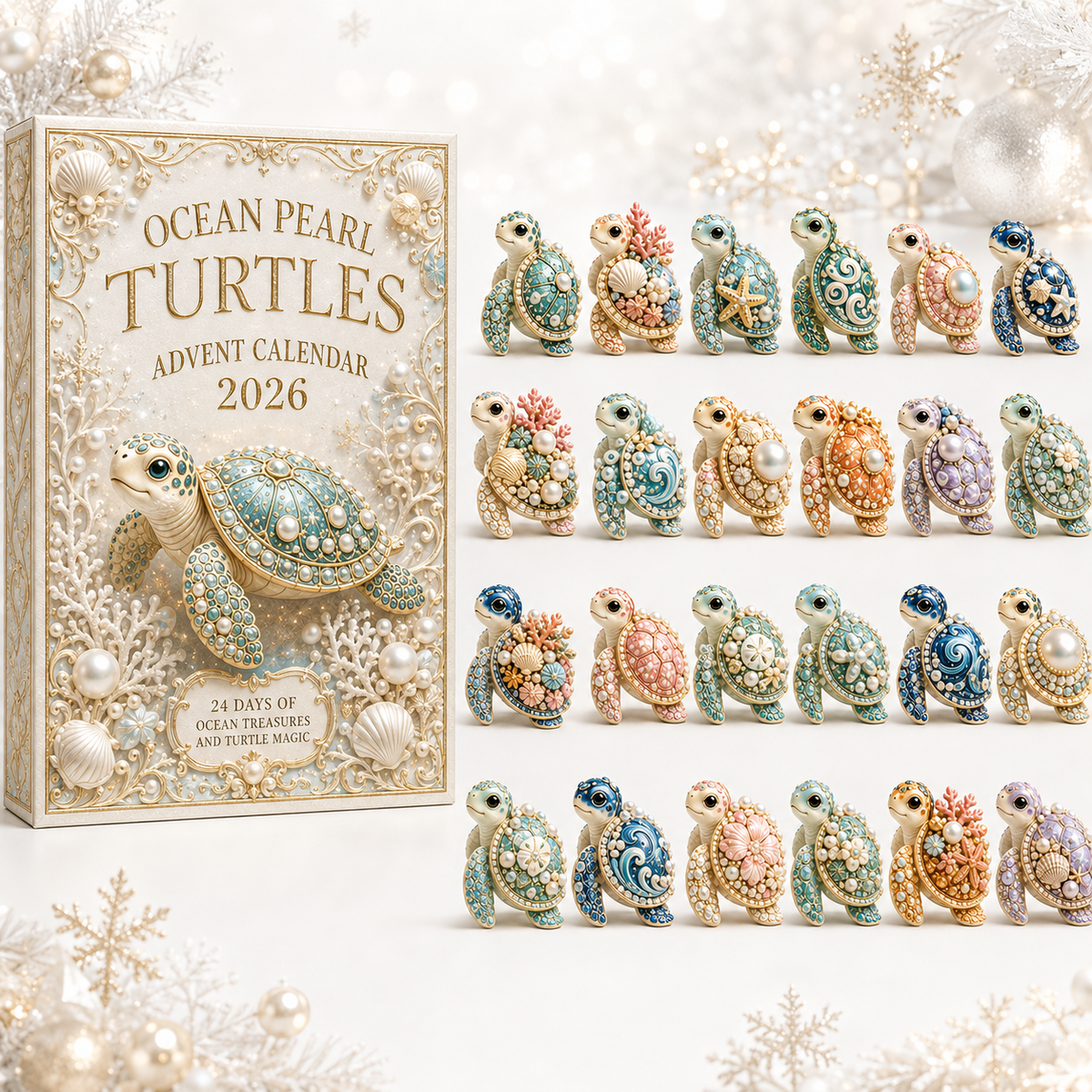 Sea Turtle 24-Day Advent Calendar – Ocean Collectible Figurine Christmas Gift
