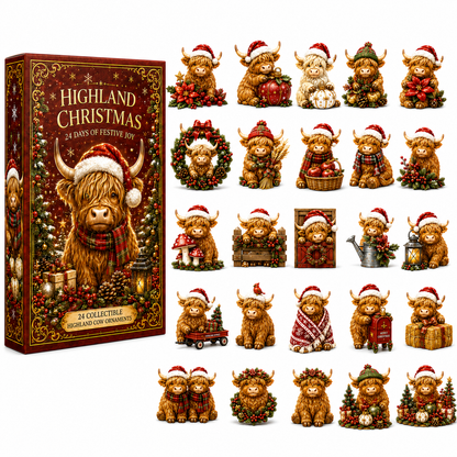 24-Day Highland Cattle Advent Calendar | Collectible Cow Christmas Countdown
