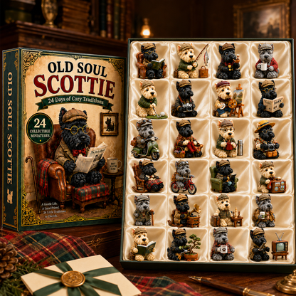 Old Soul Scottie 24-Day Advent Calendar – 24 Adorable Collectible Scottish Terrier Miniatures, Cozy Christmas Countdown Gift for Scottie Lovers & Dog Owners