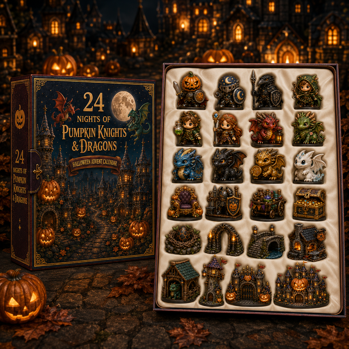 🎃 24-Day Halloween Advent Calendar – 24 Nights of Pumpkin Knights, Cute Dragons & Magical Kingdom Surprises