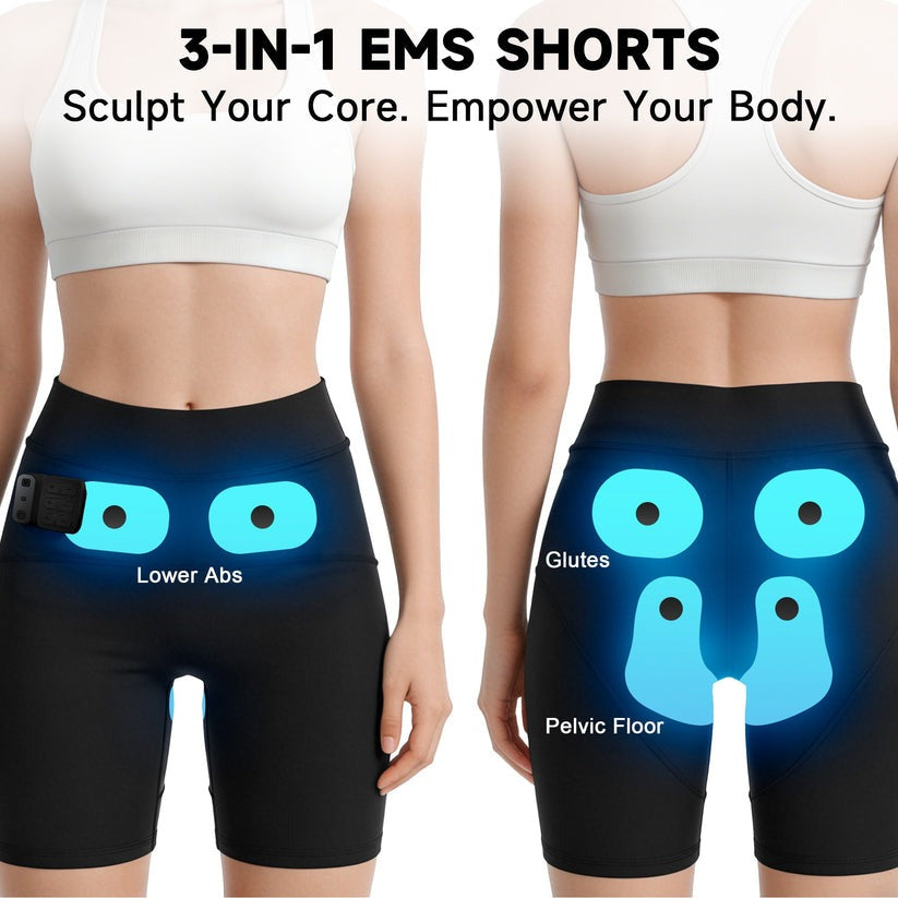 3-Zone EMS Toning Shorts: Targeted Abdomen, Glutes & Pelvic Floor Support