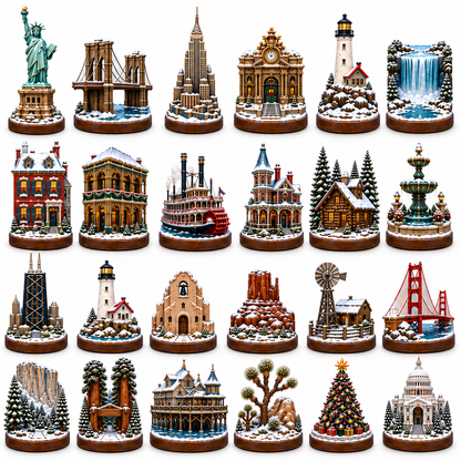 2026 Landmark Christmas Journey 24-Day Countdown Calendar – 24 Unique Iconic Landmark Miniatures, Winter Travel Advent Collection & Christmas Gift for Travelers