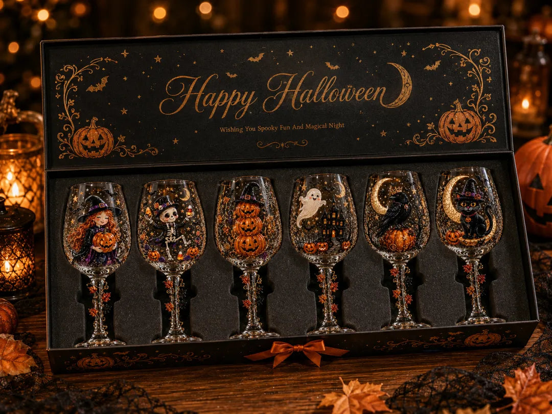 🔥🎁Halloween Wine Glass Collection Gift Box Set✨