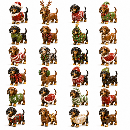 24-Day Dachshund Advent Calendar | Collectible Dog Figurine Christmas Countdown