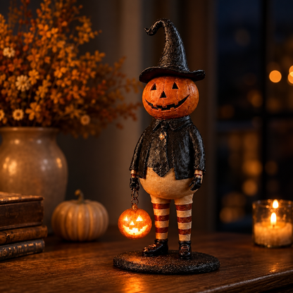 🎃Lighted Vintage Ghost Figurine with Glowing Pumpkin Staff