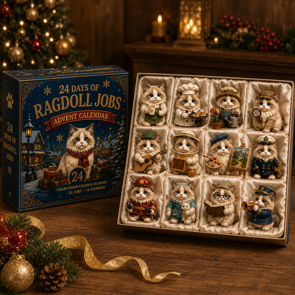 Ragdoll Jobs Advent Calendar 2026 – 24 Days of Unique  Collectible Ragdoll Cat Miniatures, Christmas Countdown Gift for Cat Lovers
