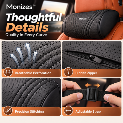 Monizes™ Ergonomic Memory Foam Car Neck & Lumbar Support Pillow