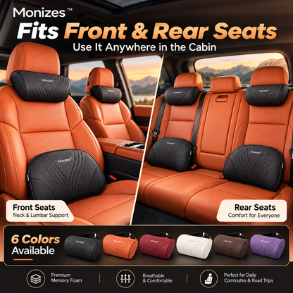 Monizes™ Ergonomic Memory Foam Car Neck & Lumbar Support Pillow