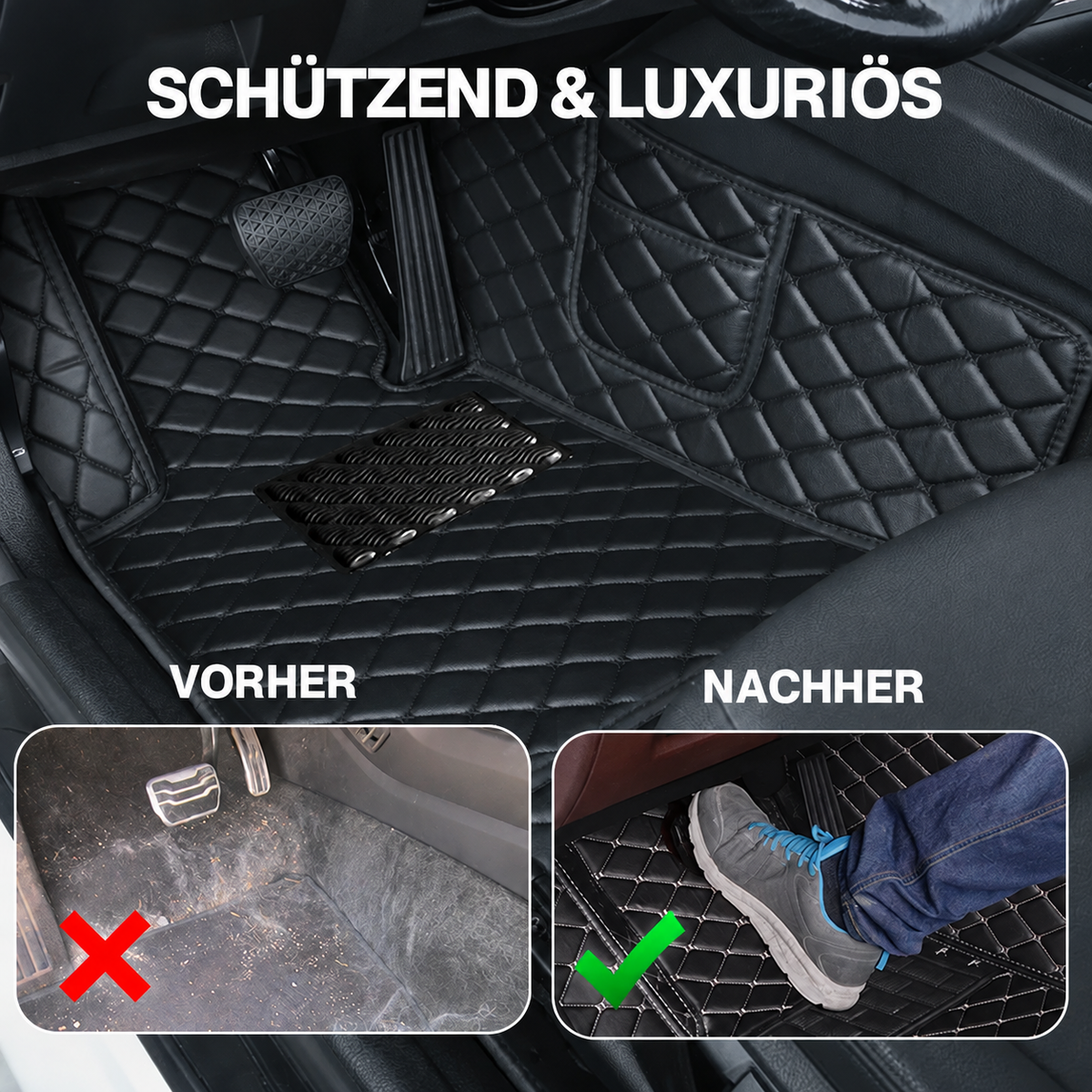 Elvie 2026 Premium 5-lagige maßgefertigte Leder-Fußmatten für Autos