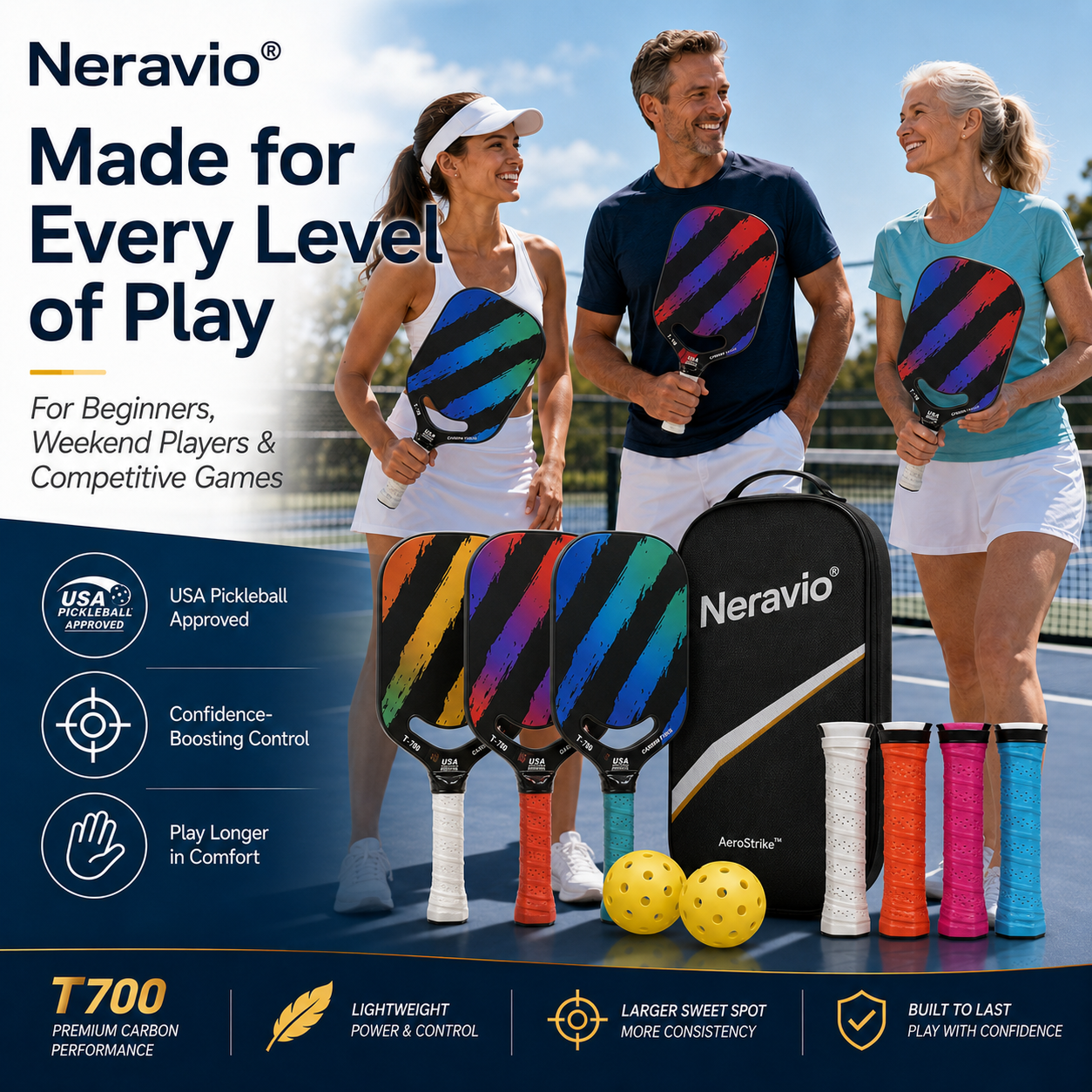 AeroStrike™ 16MM T700 Carbon Pickleball Paddle