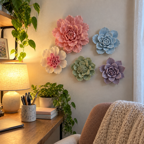 Bloomora 3D Ceramic Wall Flowers – Sculptural Floral Wall Décor
