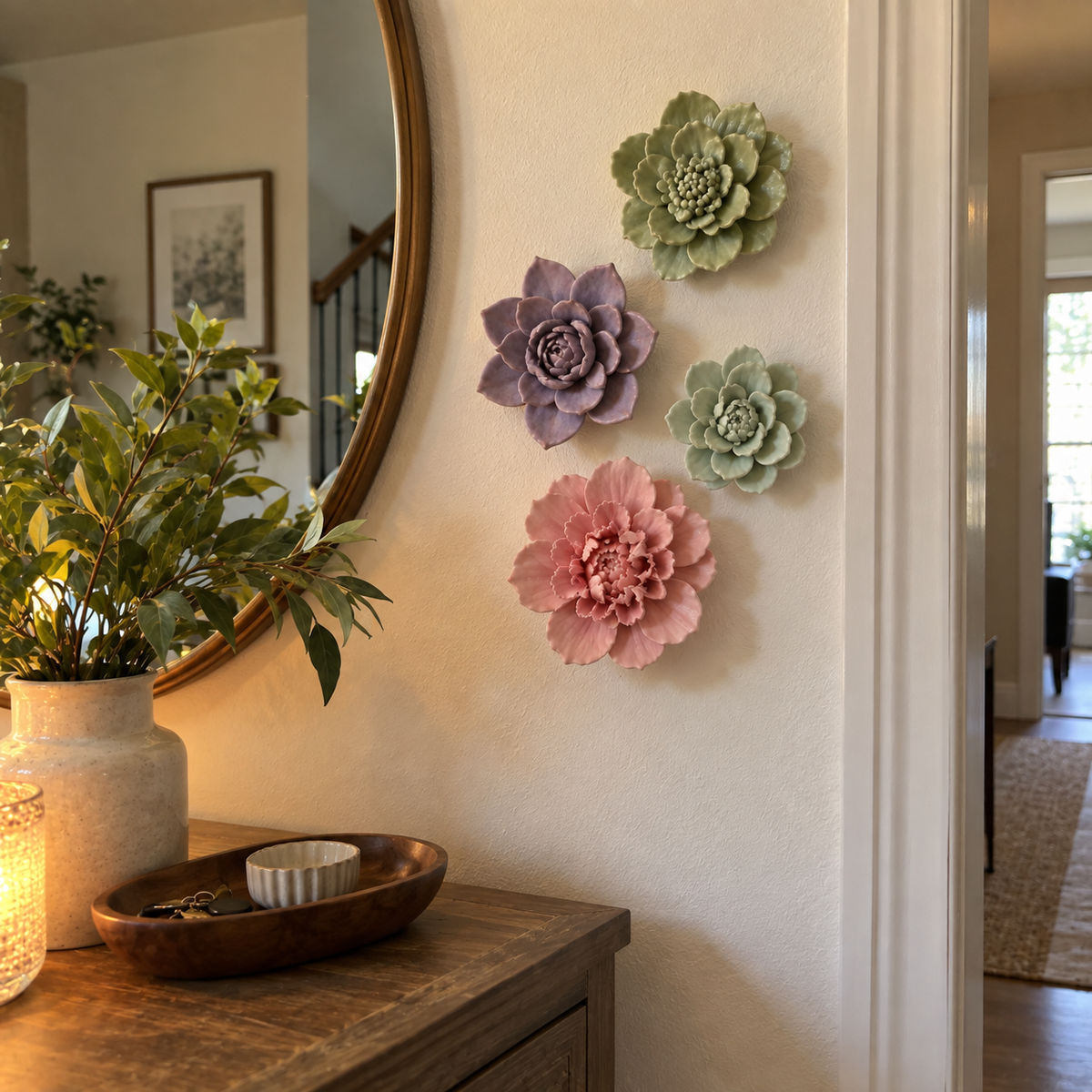 Bloomora 3D Ceramic Wall Flowers – Sculptural Floral Wall Décor