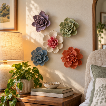 Bloomora 3D Ceramic Wall Flowers – Sculptural Floral Wall Décor