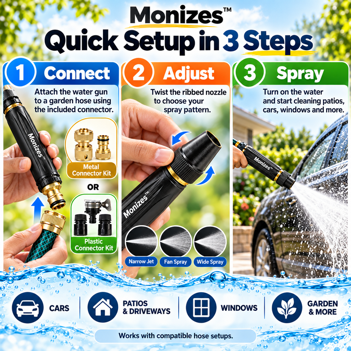 Monizes™ High-Pressure Car Wash & Garden Spray Gun