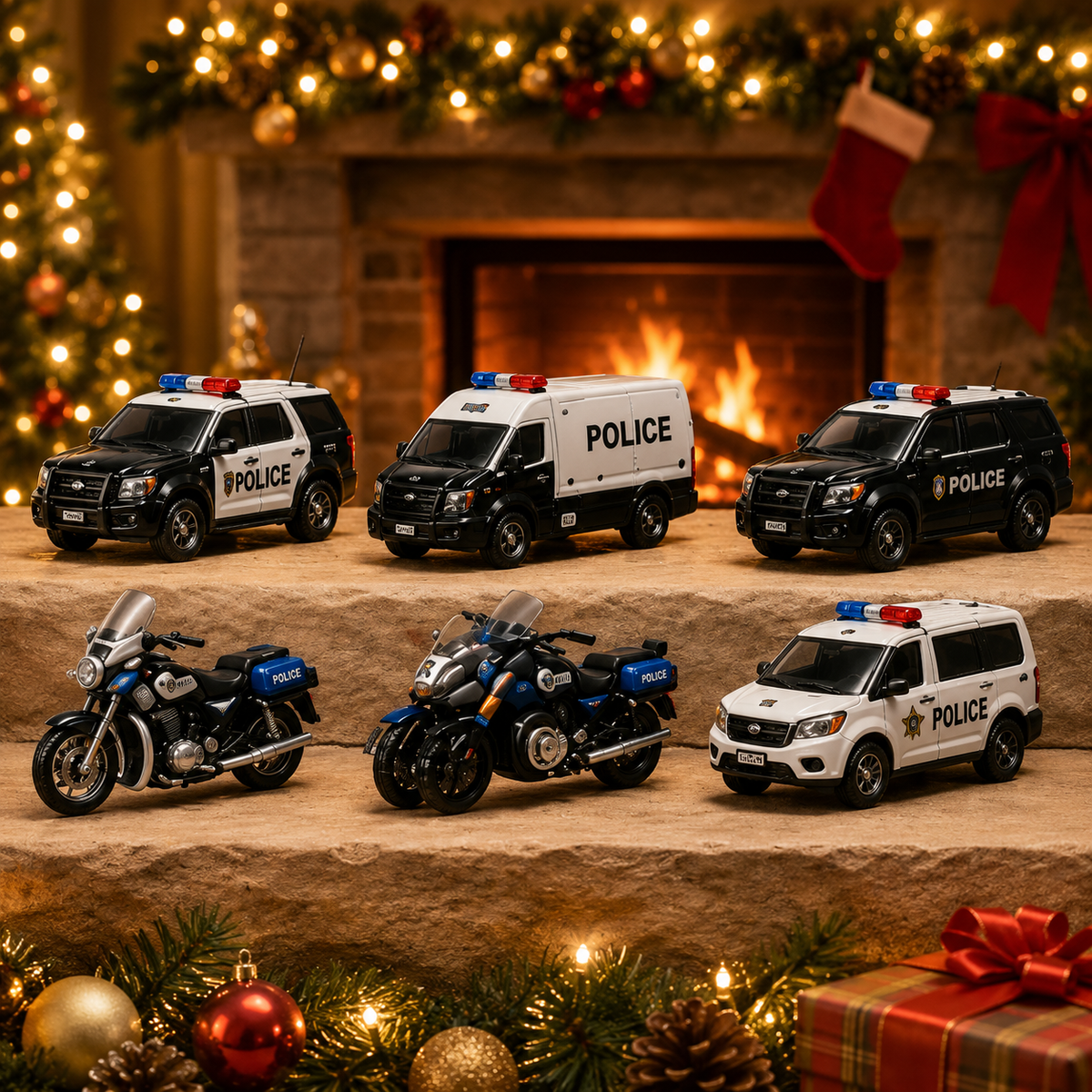 High-quality miniature model✨Police Vehicles Fleet Advent Calendar 2026 - 24-Day Festive Countdown