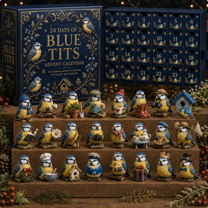 2026 Blue Tit Christmas 24-Day Countdown Calendar – 24 Unique Winter Bird Miniatures, Charming Garden Bird Collector’s Christmas Gift