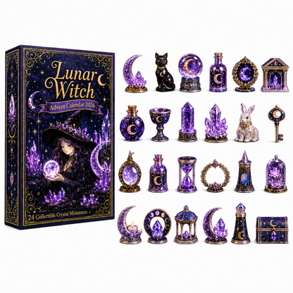 Lunar Witch Advent Calendar 2026 – 24 Enchanted Crystal Miniatures for a Magical Moonlit Countdown