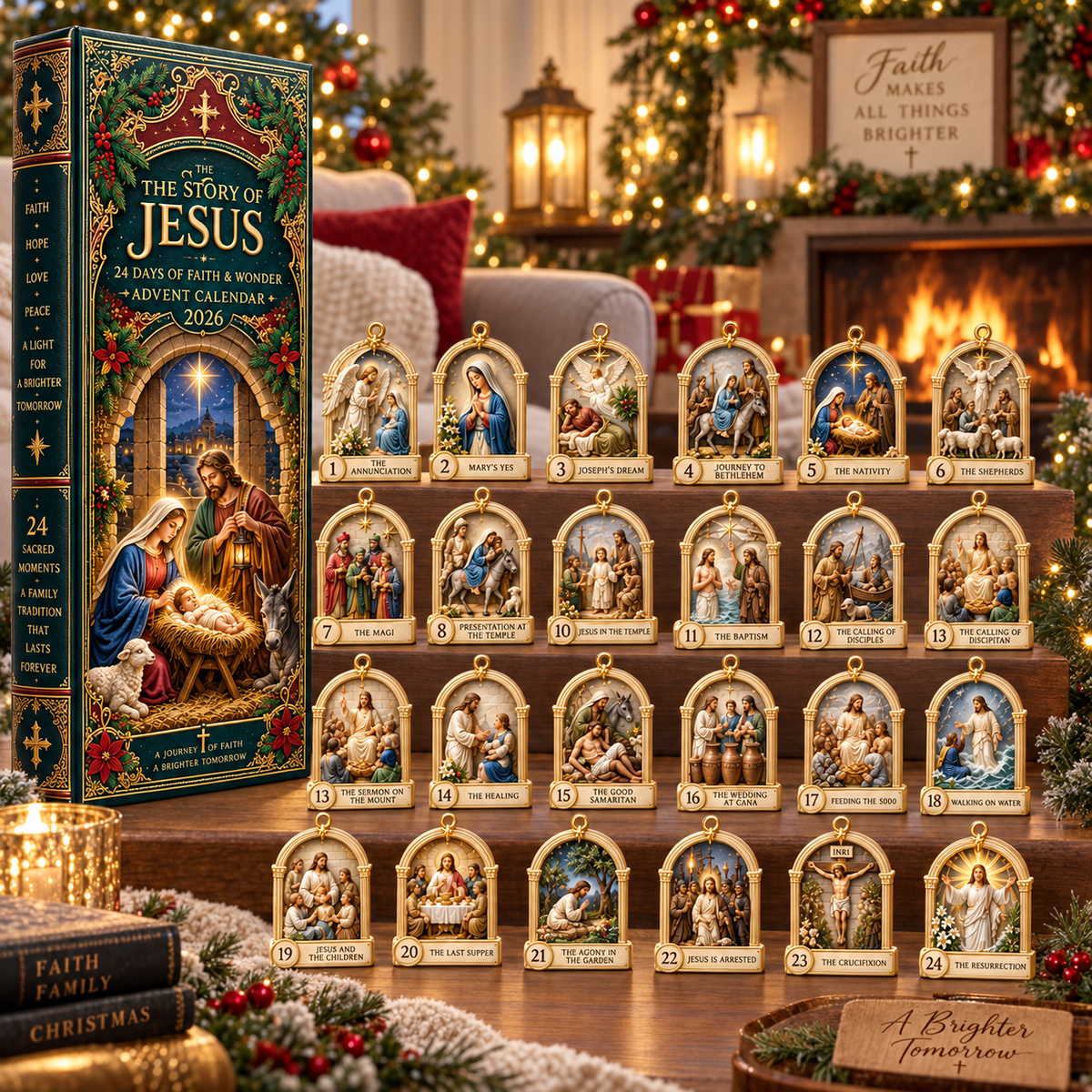 Story of Jesus 2026 – 24 Days of Faith & Wonder Advent Calendar with 24 Unique Biblical Scene Miniatures, Christian Christmas Collectible Gift