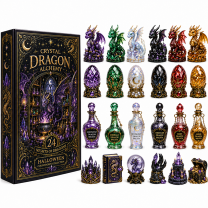 Crystal Dragon Alchemy Halloween Countdown Collection – 24 Nights of Dragons, Crystal Eggs & Magical Potion Miniatures for Fantasy Collectors