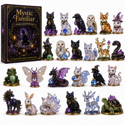 Mystic Familiar 24-Day Countdown Calendar 2026 – 24 Collectible Crystal Animal & Magical Creature Miniatures