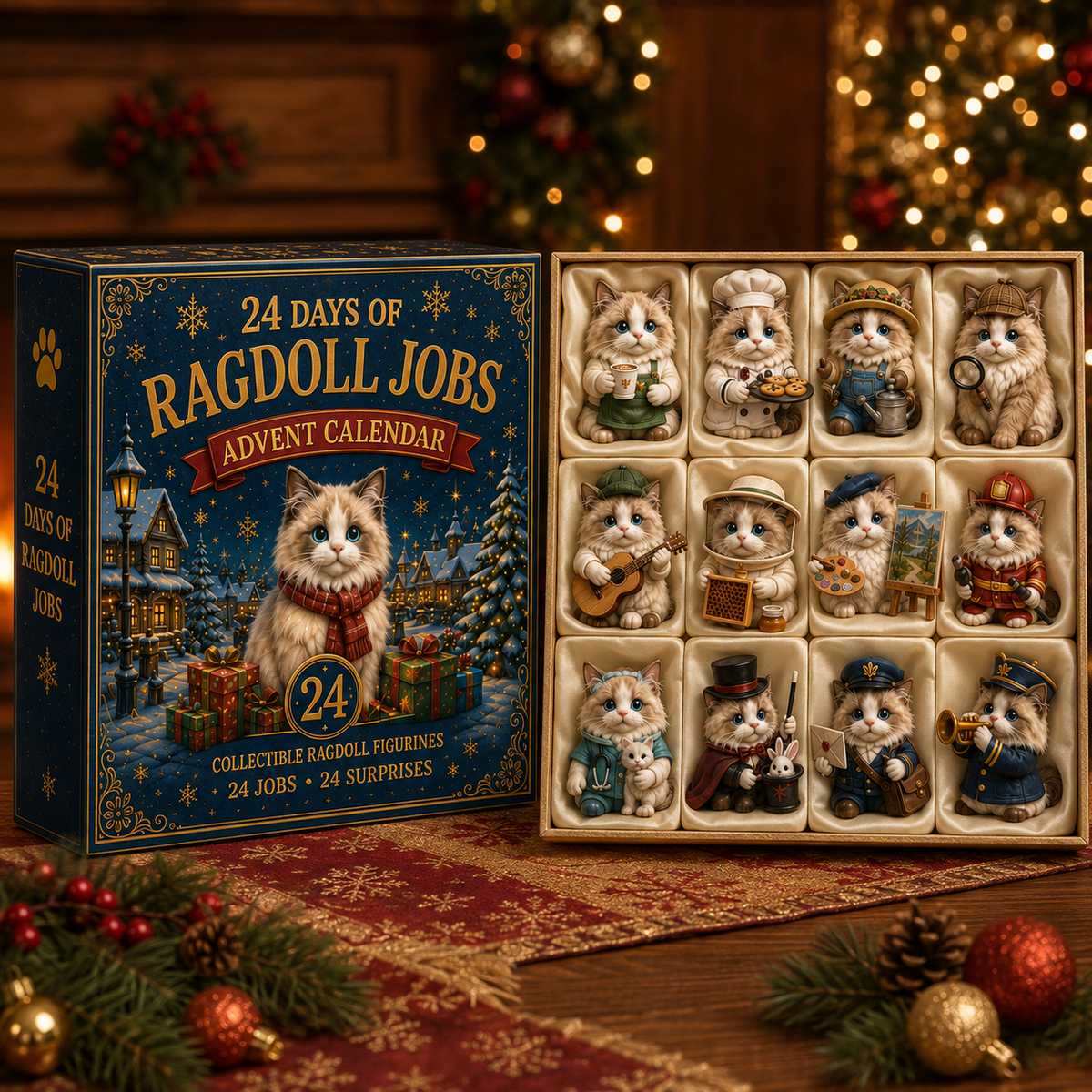Ragdoll Jobs Advent Calendar 2026 – 24 Days of Unique  Collectible Ragdoll Cat Miniatures, Christmas Countdown Gift for Cat Lovers