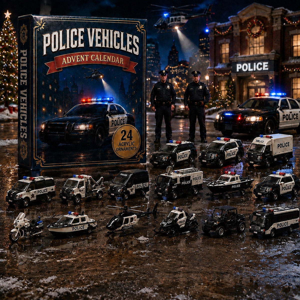 High-quality miniature model✨Police Vehicles Fleet Advent Calendar 2026 - 24-Day Festive Countdown