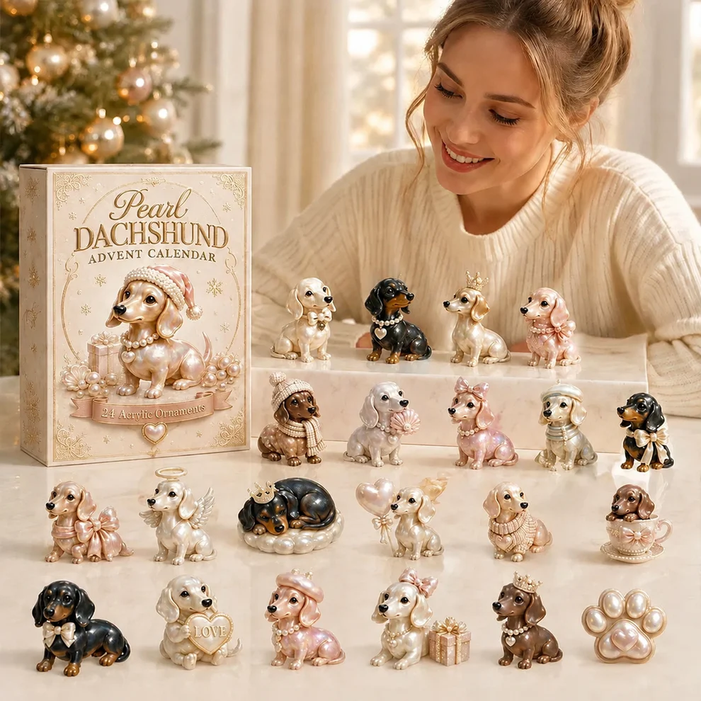 2026 Pearl Dachshund Christmas Advent Calendar | 24-Day Dog-Themed Collectible Decor Gift Box