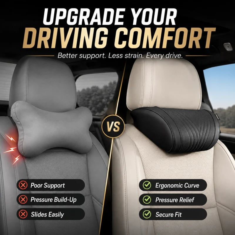 Monizes™ Ergonomic Memory Foam Car Neck & Lumbar Support Pillow