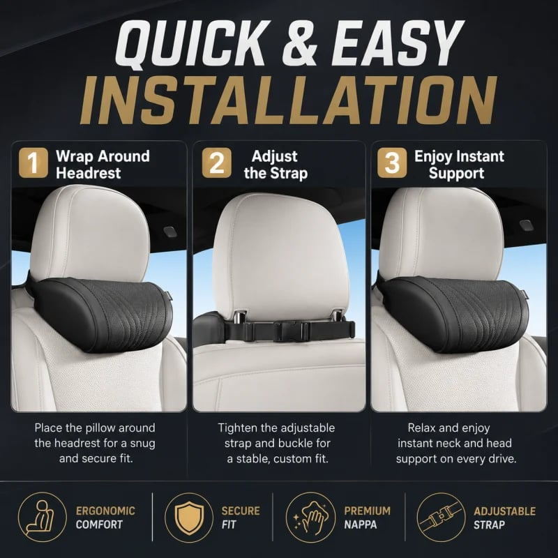 Monizes™ Ergonomic Memory Foam Car Neck & Lumbar Support Pillow