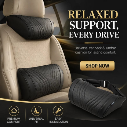 Monizes™ Ergonomic Memory Foam Car Neck & Lumbar Support Pillow