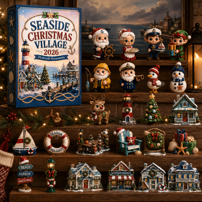 Seaside Christmas Village Advent Calendar 2026 - 24-Day Festive Countdown, Acrylic Charms Blind Box