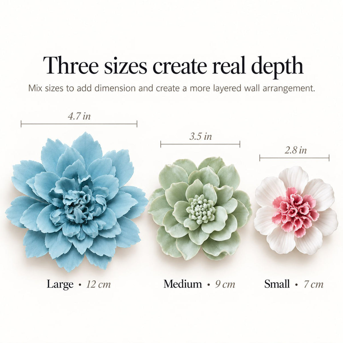 Bloomora 3D Ceramic Wall Flowers – Sculptural Floral Wall Décor