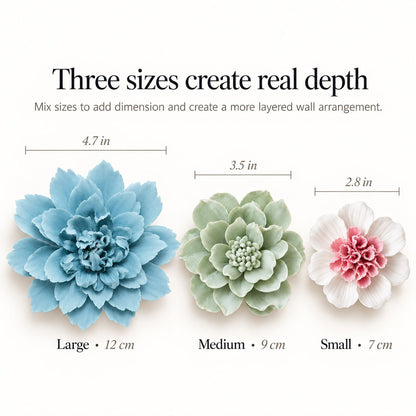 Bloomora 3D Ceramic Wall Flowers – Sculptural Floral Wall Décor