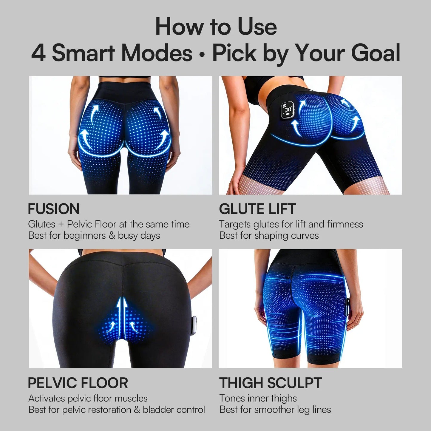 3-Zone EMS Toning Shorts: Targeted Abdomen, Glutes & Pelvic Floor Support